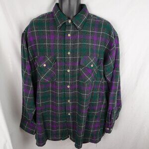 Vintage Van Heusen Winter Weights Plaid Men Button Up Shirt Size XL BIG